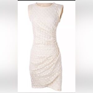 Sea New York Lace Beige Rouched MIDI Dress 6